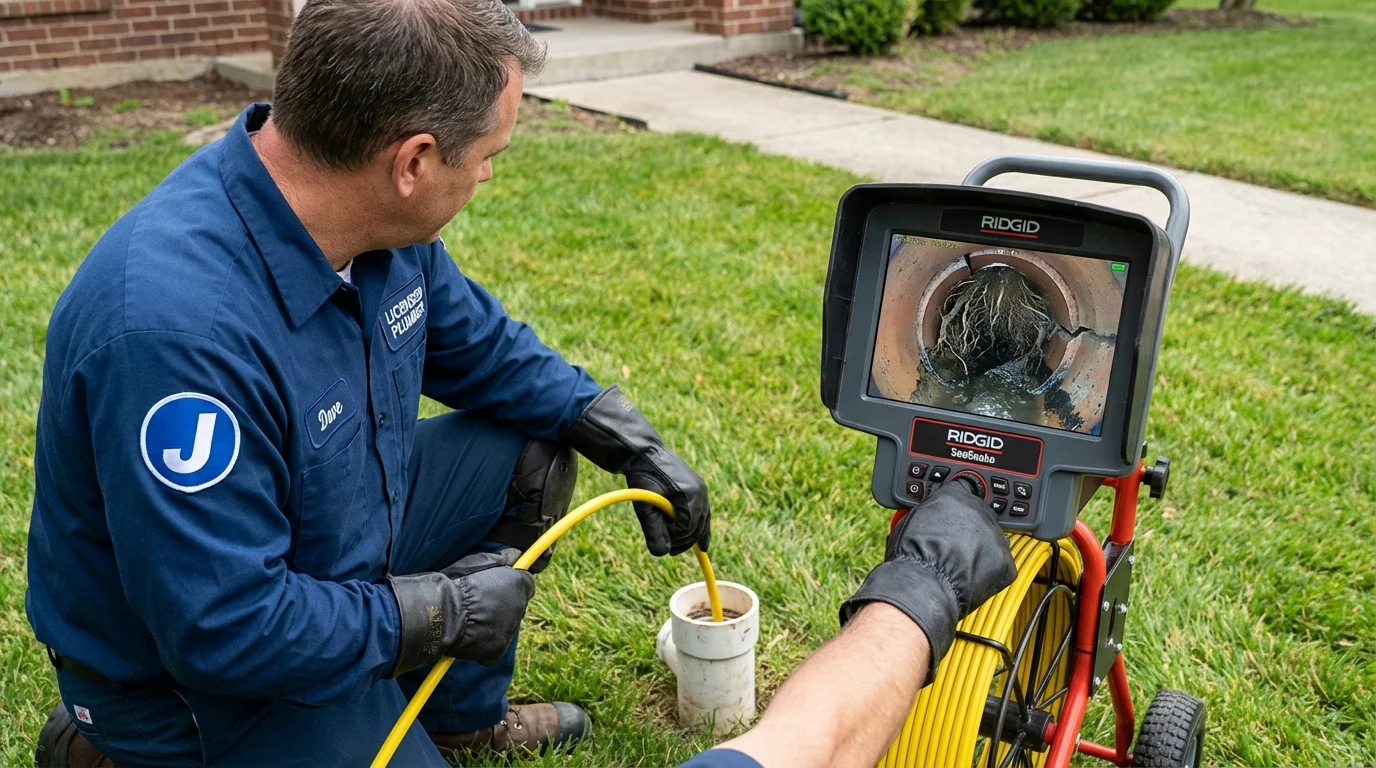 Sewer camera inspection being performed by Johns Plumbing LLC in Beecher