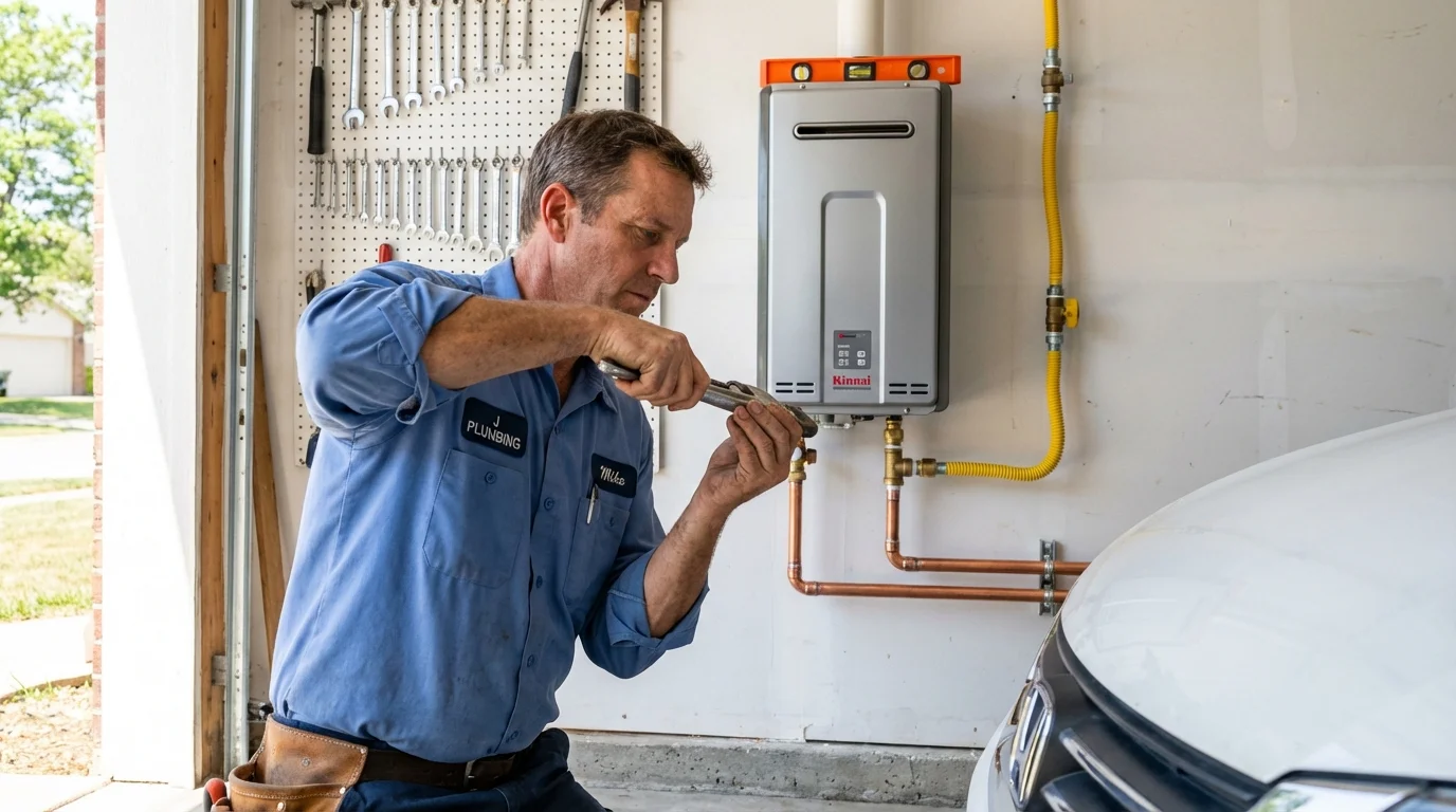 Tankless water heater installation by a Johns Plumbing LLC plumber in Beecher
